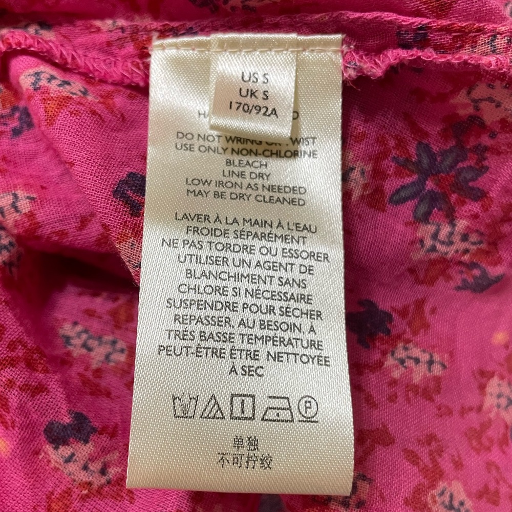 FREE PEOPLE Jenna Floral Ruffle Blouse Raspberry Red Flowy Feminine Size Small - Picture 10 of 15